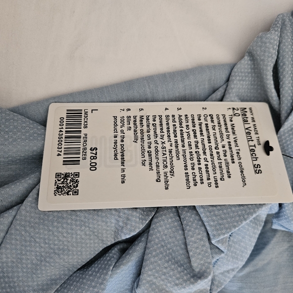 Lululemon Metal Vent Tech Short Sleeve 2.0 PERO/BZEB Breeze Blue Men’s Size XL - Picture 6 of 6